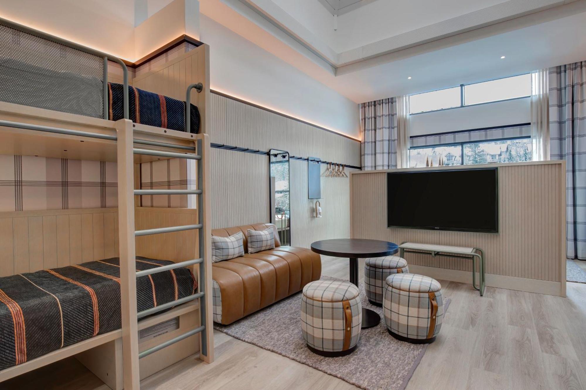 Room One King Bed Two Sets of Bunk Beds