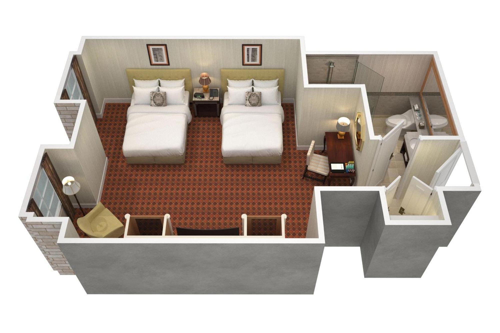 Superior Double Room Two Double Beds Interior View