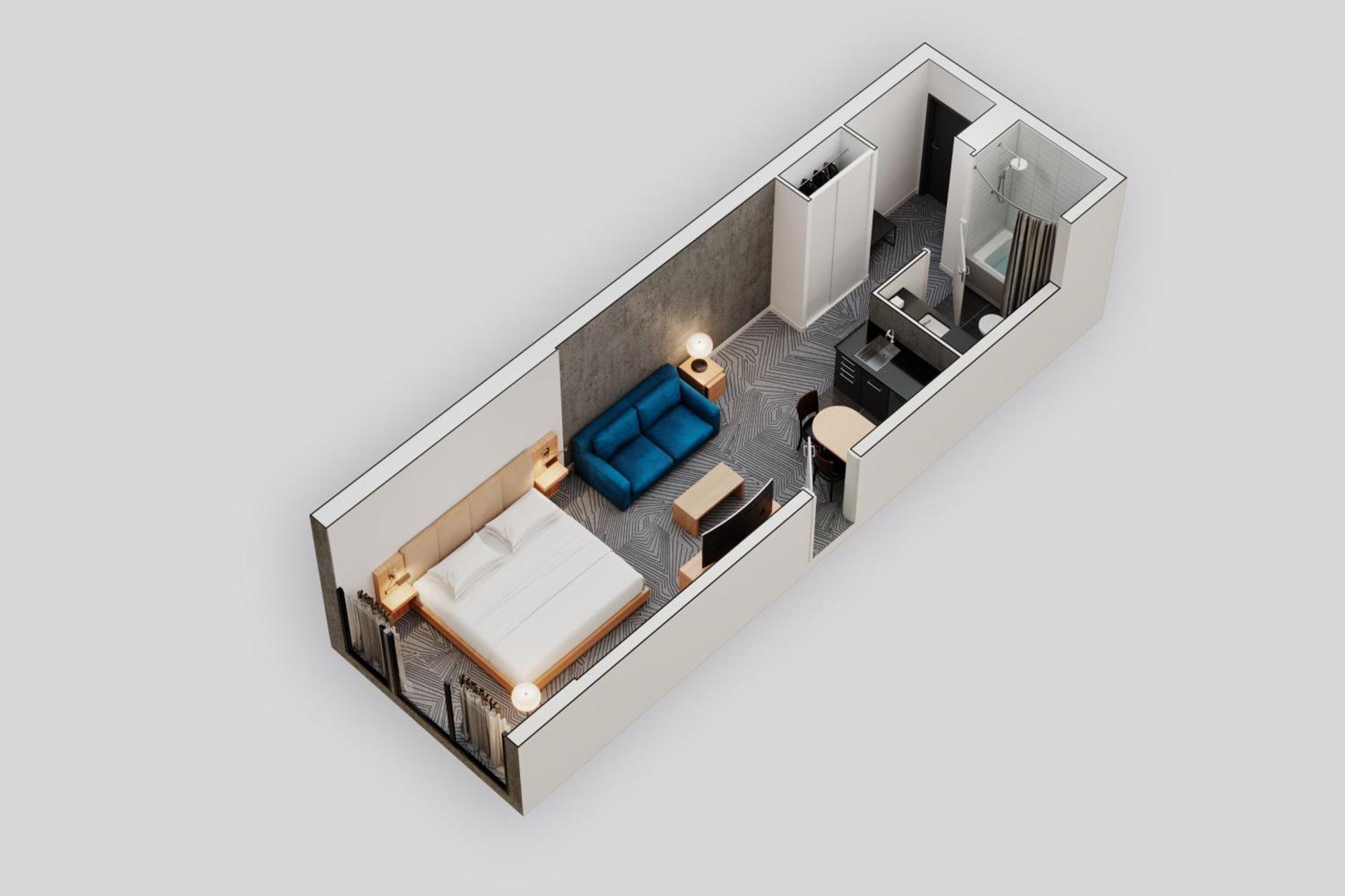 King Studio Sofa Bed Kitchenette