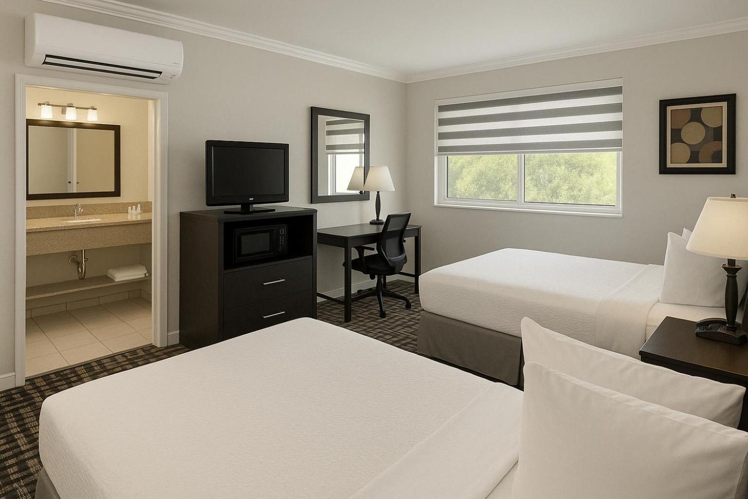 2 Double Beds
