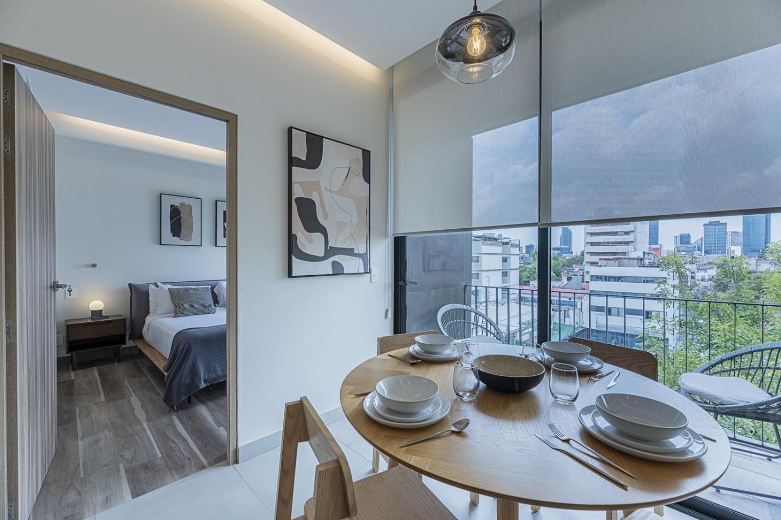 Deluxe One-Bedroom Apartment Balcony