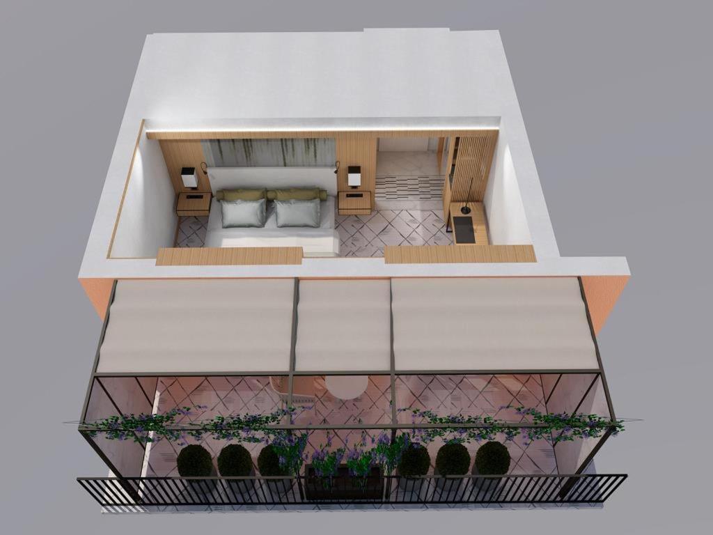 Doppelzimmer mit Patio auf dem Dach mit Blick auf die Stadt