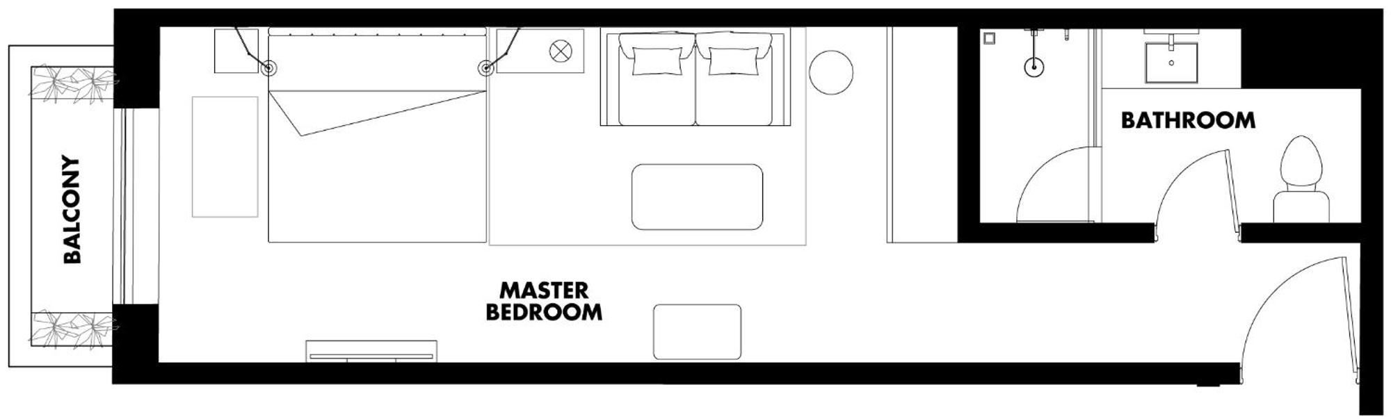 One-Bedroom Apartment Balcony