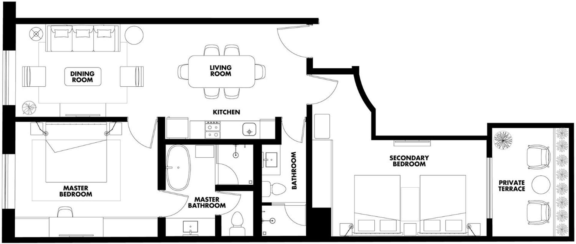 Two-Bedroom Apartment Terrace