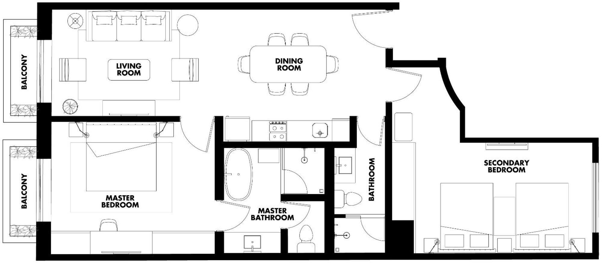 Two-Bedroom Apartment Balcony