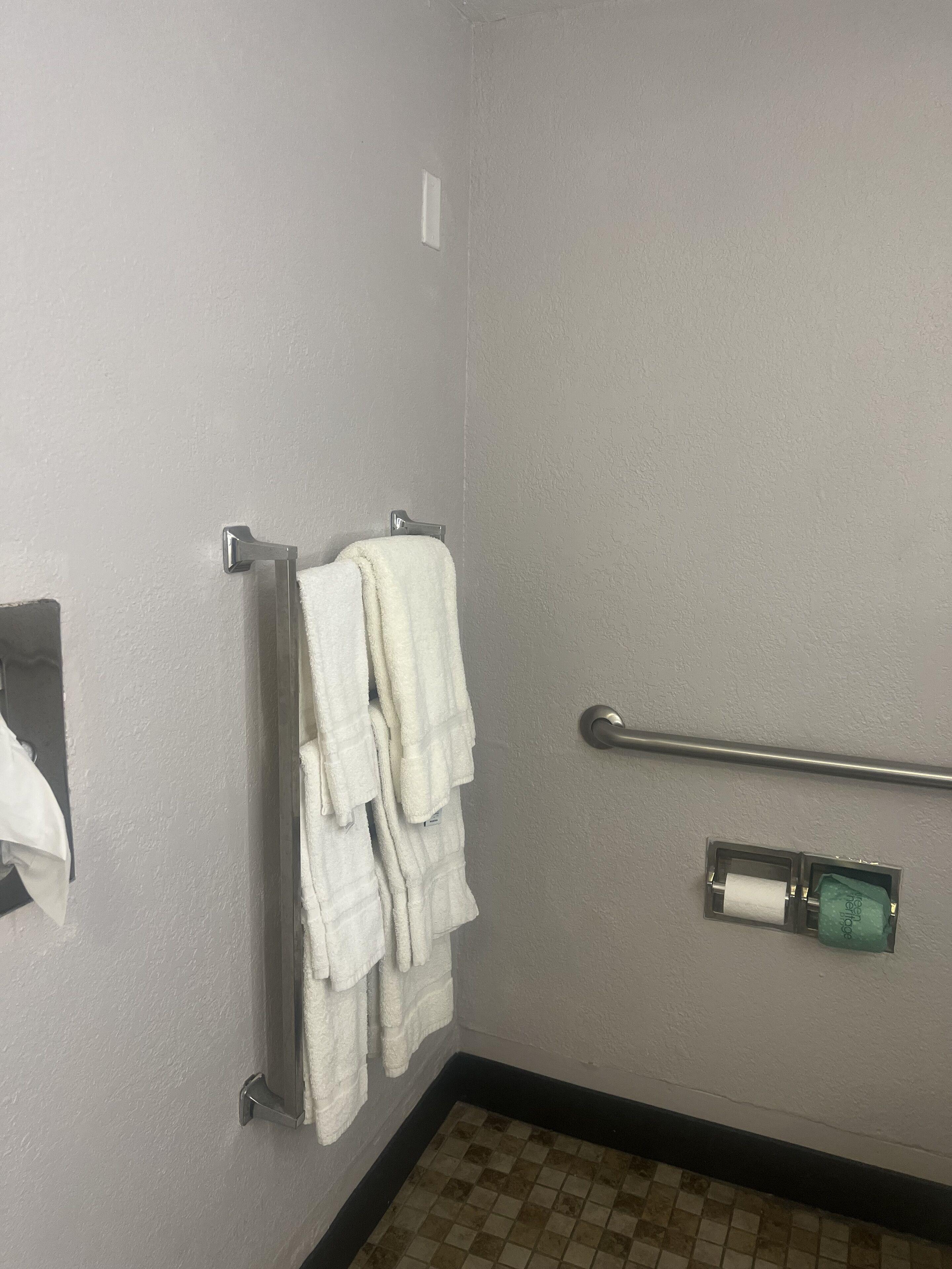 Double Room Two Double Beds Roll Shower Courtyard View Mobility Accessible or Non-Smoking
