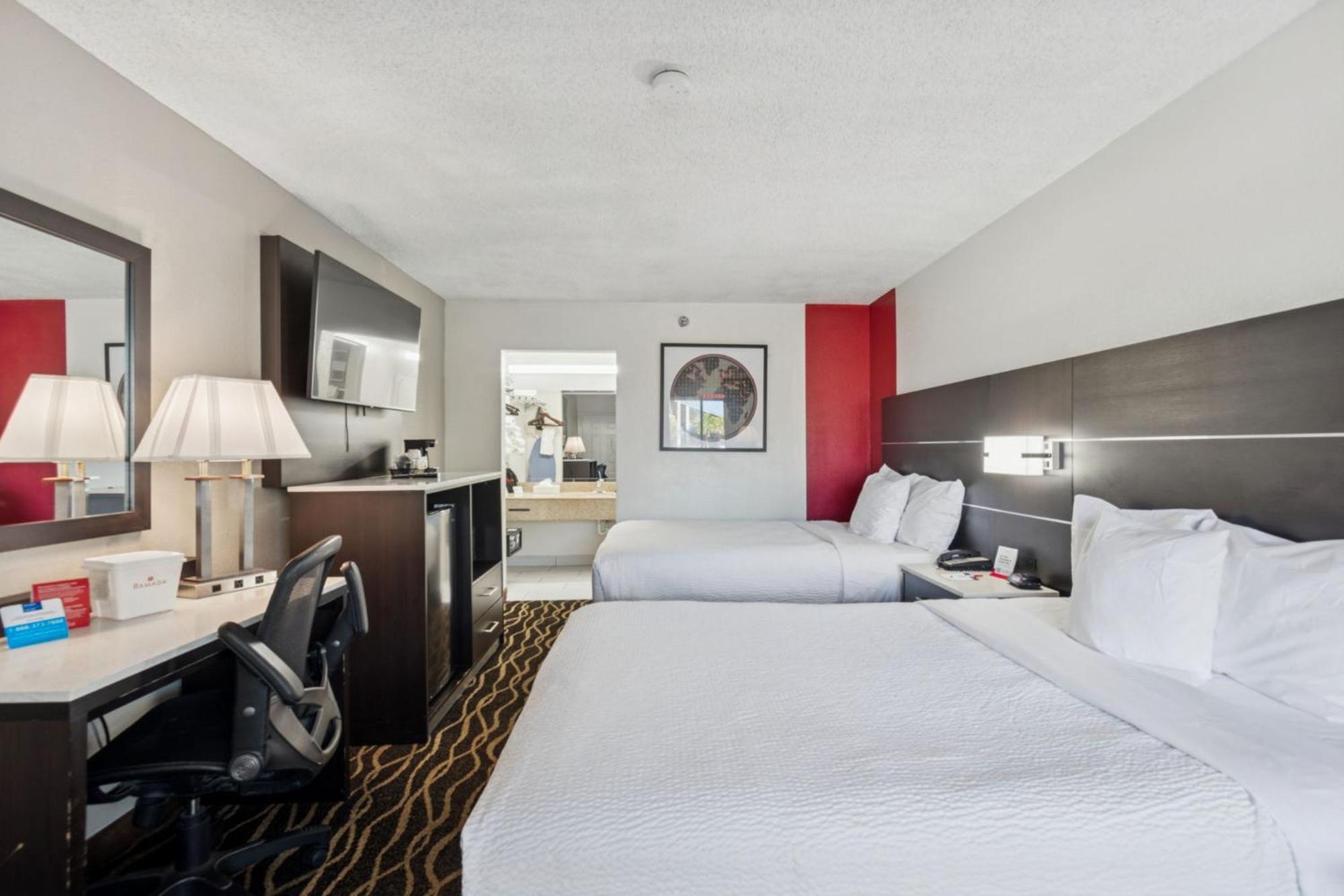 Double Room with Two Double Beds and Roll-in Shower - Mobility Access/Non-Smoking