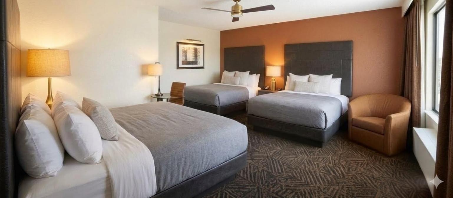 Queen Suite Three Queen Beds Non Smoking or Interior Corridor