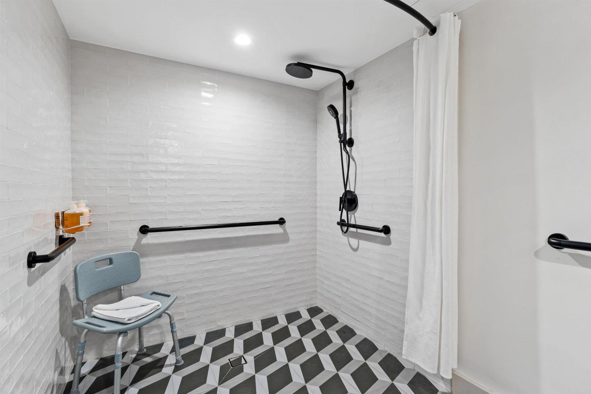 Room One Full Bed Roll Shower Mobility Accessible
